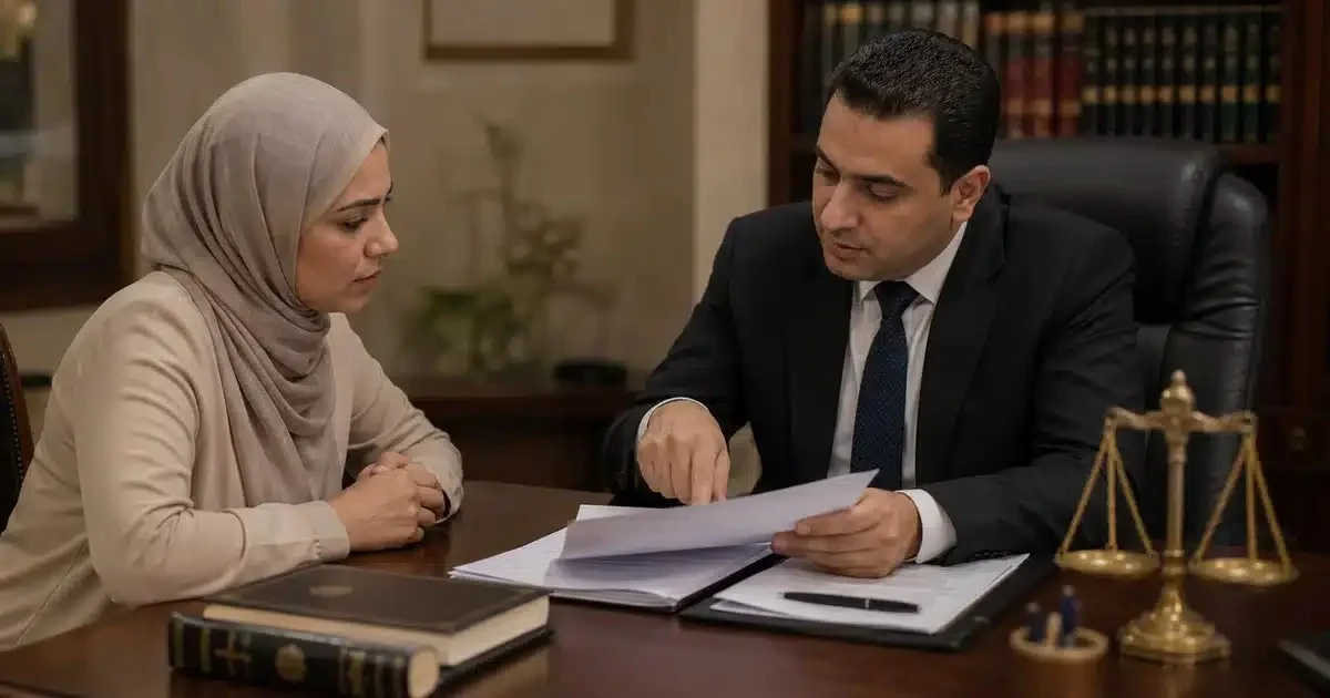 أفضل محامي قضايا قتل في مصر يراجع ملف الاتهام والأوراق القانونية مع أسرة المتهم.