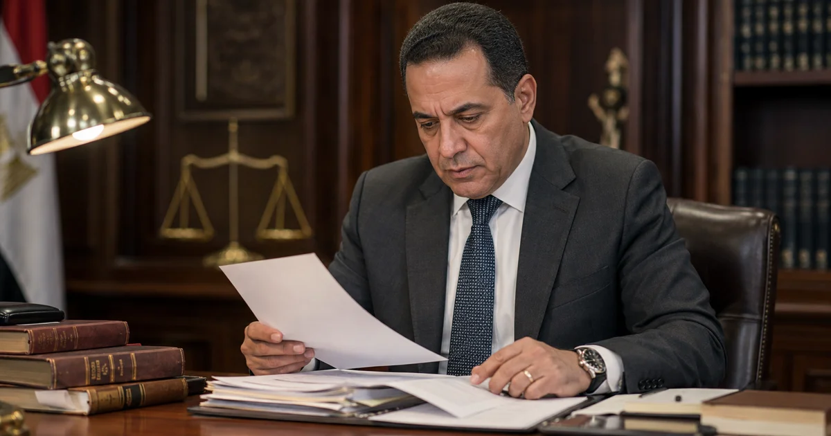محامي نقض في مصر يراجع مستندات وحكم قضائي داخل مكتب قانوني لتقييم أسباب الطعن.