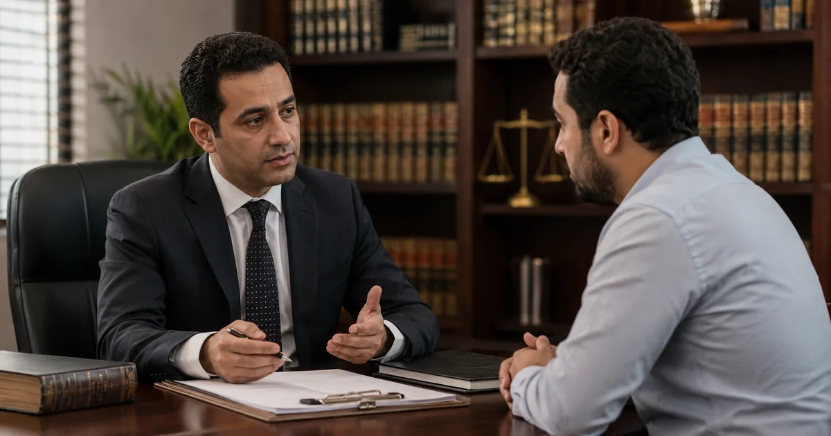 محامي متخصص في قضايا السب والقذف يشرح للعميل الموقف القانوني وطرق التعامل مع البلاغات والأدلة الرقمية في مصر.