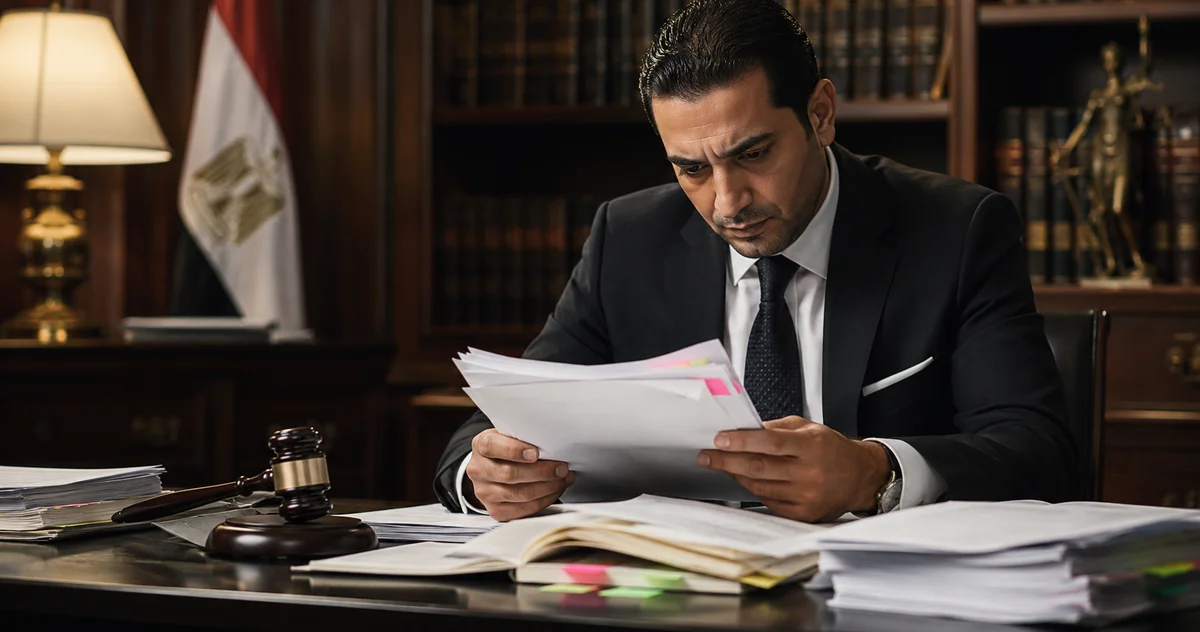 محامٍ يراجع أوراق قضية جنائية داخل قاعة المحكمة لتوضيح الفساد في الاستدلال في الحكم الجنائي وأثره على الطعن في مصر.