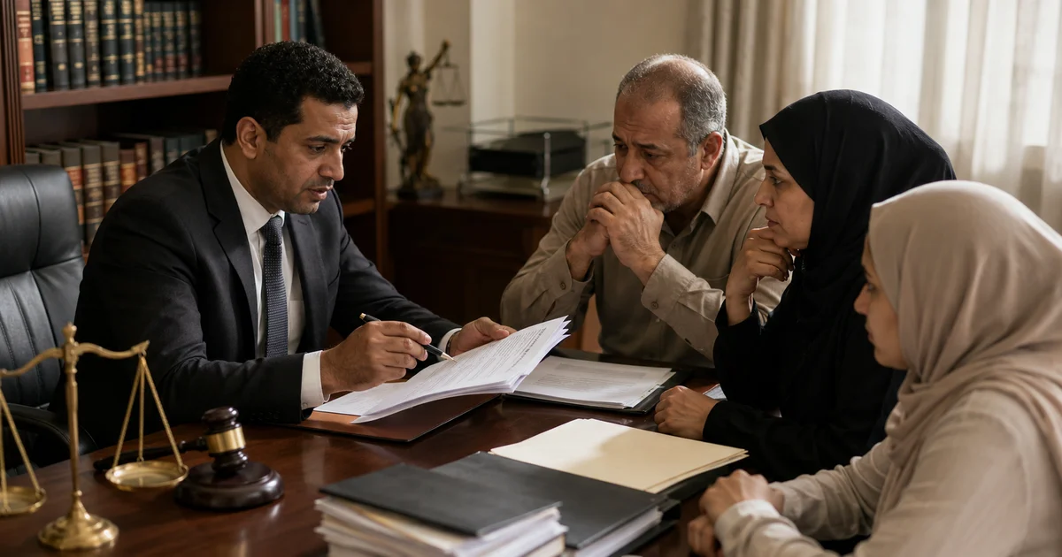 محامٍ مصري يراجع مع أسرة المتهم أوراق قضية مخدرات لتقييم موقف الحبس وإخلاء السبيل