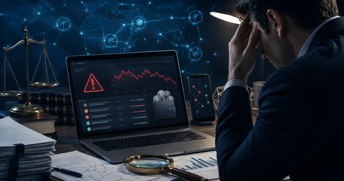 شخص يراجع تحويلات العملات الرقمية بعد اكتشاف واقعة نصب