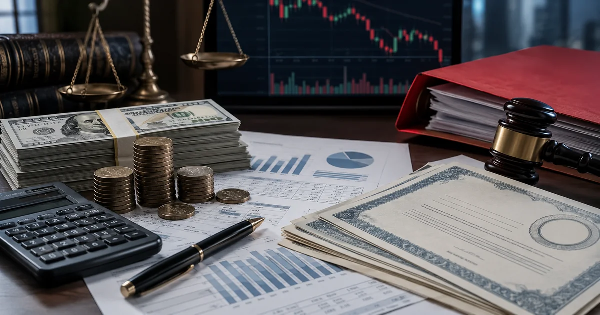 مستندات مالية وأسهم وأموال تعبر عن حق المساهم في الأرباح وتوزيعات الشركات