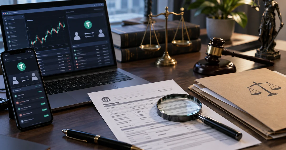 فحص سجل P2P وتحويل USDT مع مستندات مالية وأدلة قانونية