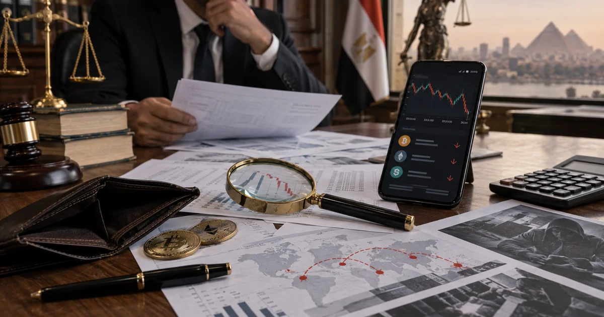فحص مستندات وتحويلات مرتبطة بنصب توظيف الأموال في العملات الرقمية.