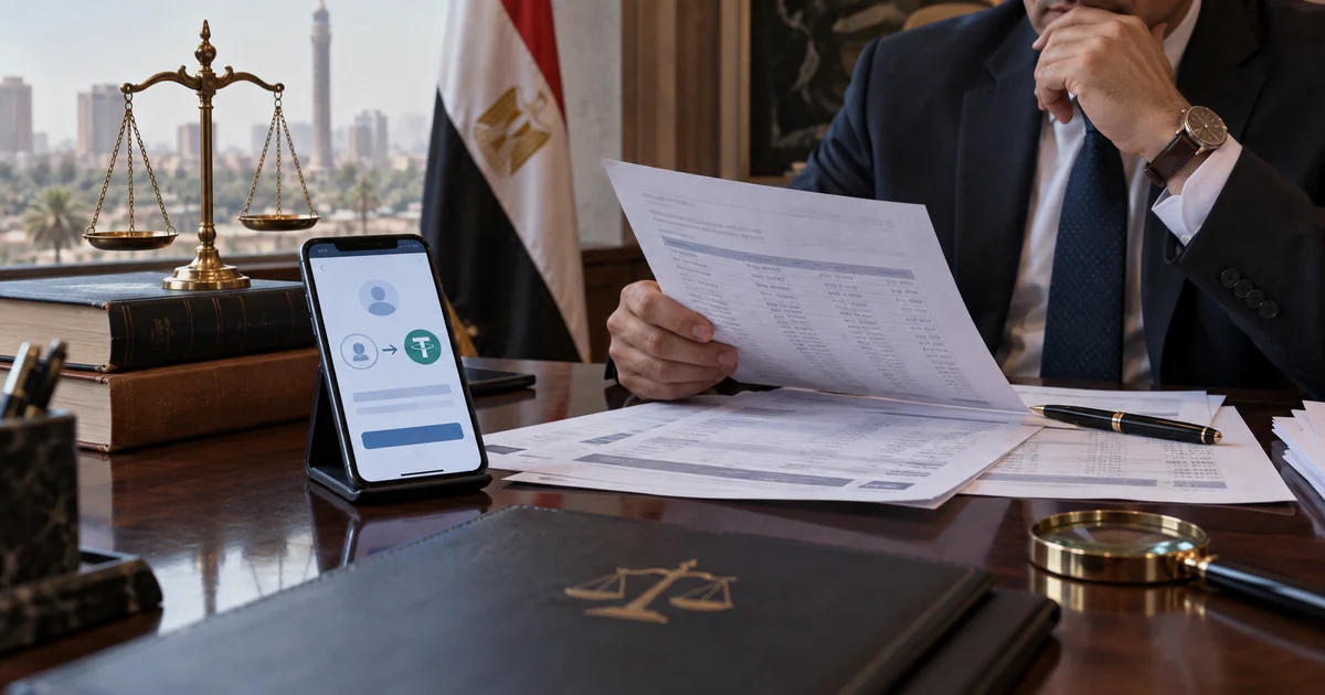 محامٍ يراجع تحويل إنستاباي ومستندات مرتبطة بشراء USDT في مصر