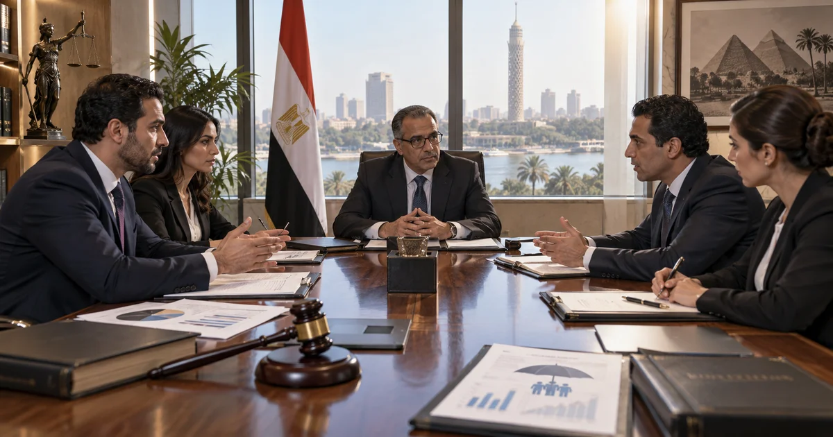 جلسة تحكيم لتسوية منازعة مالية غير مصرفية بين أطراف النزاع في مصر
