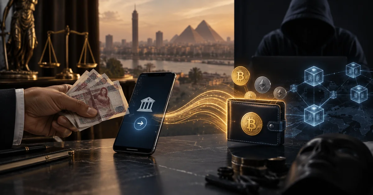 انتقال الأموال من حساب مالي إلى محفظة عملات رقمية ضمن واقعة استثمار مشبوهة.