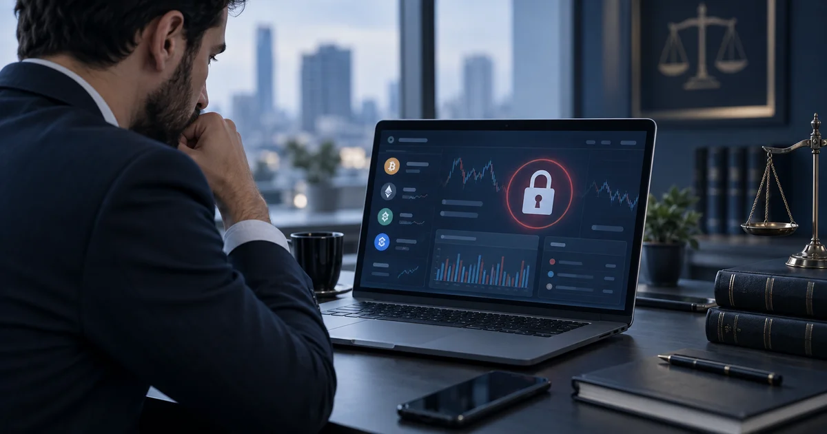 تجميد حساب منصة العملات الرقمية وظهور قفل على حساب التداول