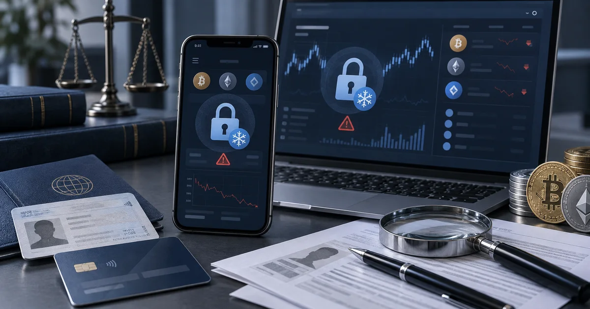 مراجعة قانونية لحساب عملات رقمية مجمد ومستندات المعاملات